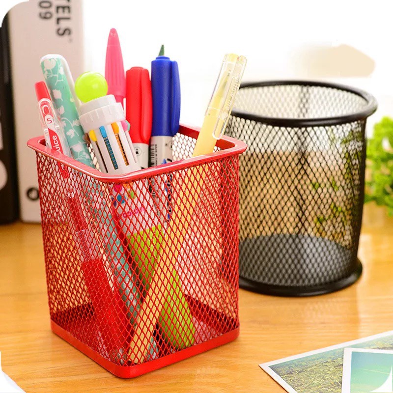 INDOMINI TEMPAT PENA BULAT PERSEGI ALAT TULIS PENSIL MEMO HOLDER MEJA PEN BALLPOINT R010