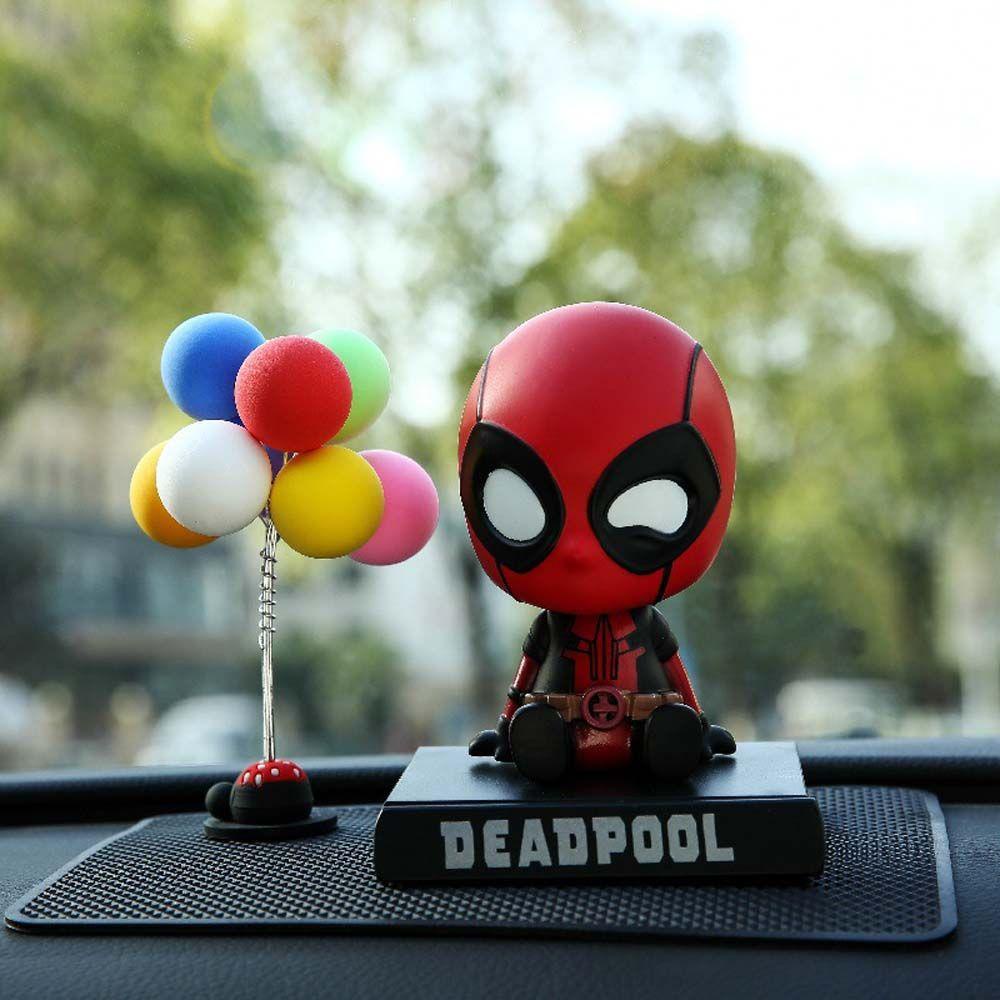 Patung Model AUGUSTINA Marvel PVC Spiderman Captain America Model Mainan Ornamen Mobil Aksesoris Interior Mobil Goyang Kepala Dekorasi Car Marvel Action Figure