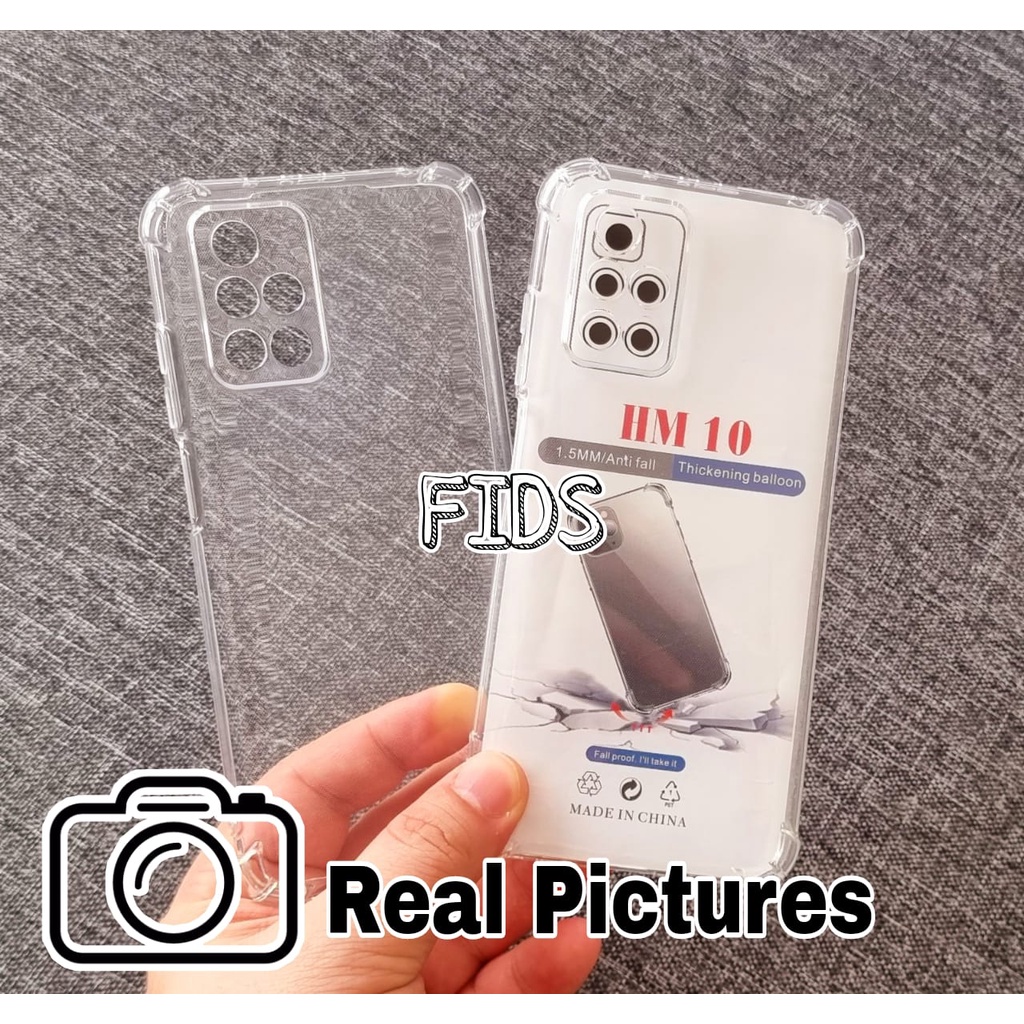 Paket 4in1 Xiaomi Redmi 10 / 10 Prime Case AirBag Clear + Anti Gores Layar + Garskin Free Tempered Camera Glass