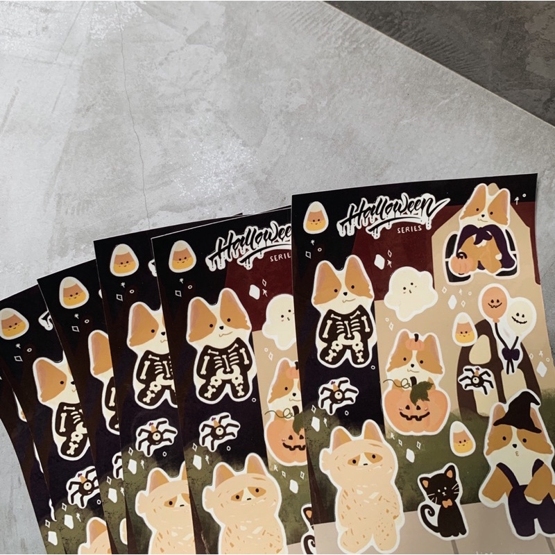 

halloween corgi sticker sheet (stiker haloween bullet journal)