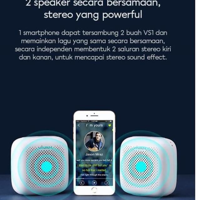 I46X Vivan Speaker Bluetooth VS1 V 5.0 Waterproof Outdoor Speaker Mini Garansi Original Resmi VKZ