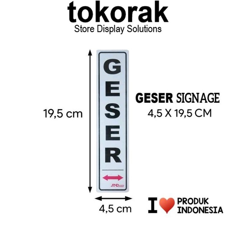 SIGNAGE GESER 4,5X19,5CM SIGN PETUNJUK SIMBOL LOGO PERINGATAN SLIDING