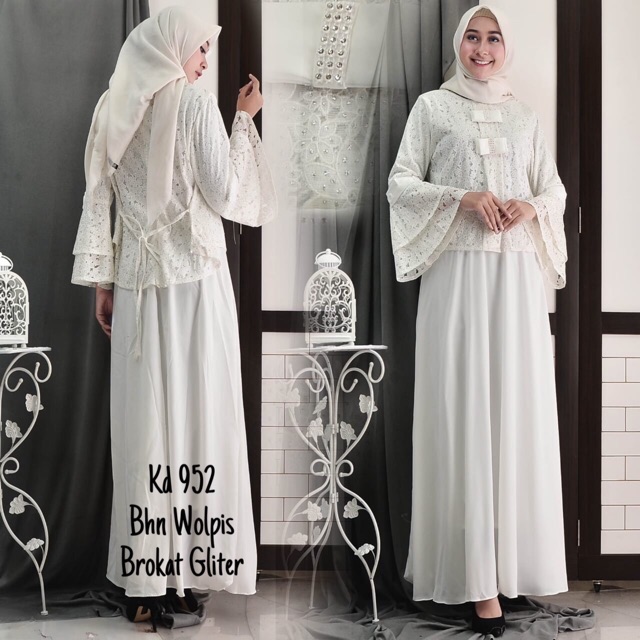  Baju  Gamis  Putih  Busana Muslim Baju  Muslim Wanita 952 