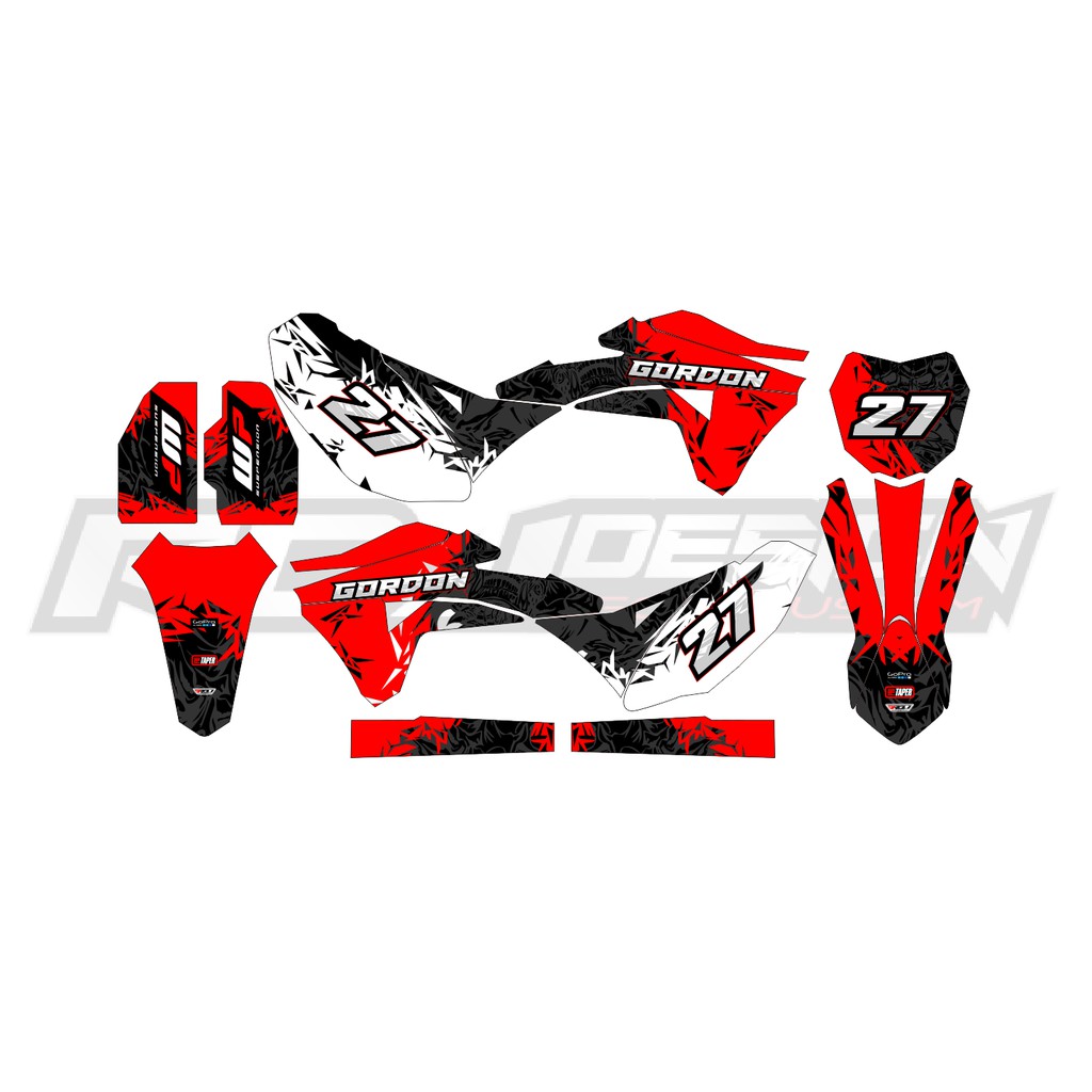 DECAL STICKER KLX GORDON (012) DEKAL STIKER MERAH HITAM PUTIH