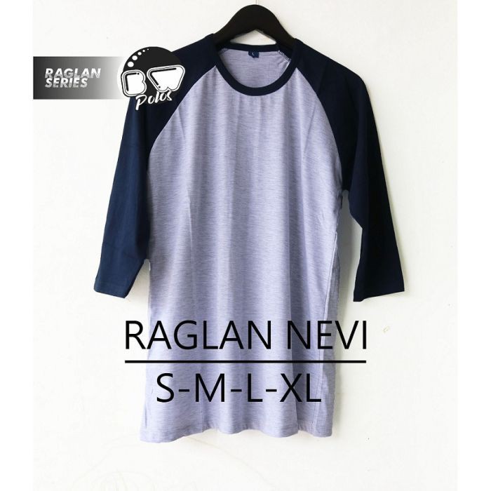 KAOS POLOS MURAH PRIA WANITA RAGLAN BIRU DONGKER COTTON COMBED 30S