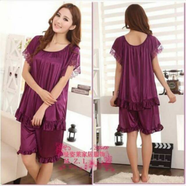 Baju Tidur Wanita Kekinian Sexy One Set Korea Motif Lembut U8N9 Premium Dingin Berkualitas Terbaru K
