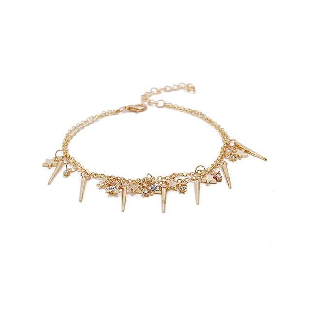 LRC Gelang Kaki Fashion Gold Double Star Anklet F58381