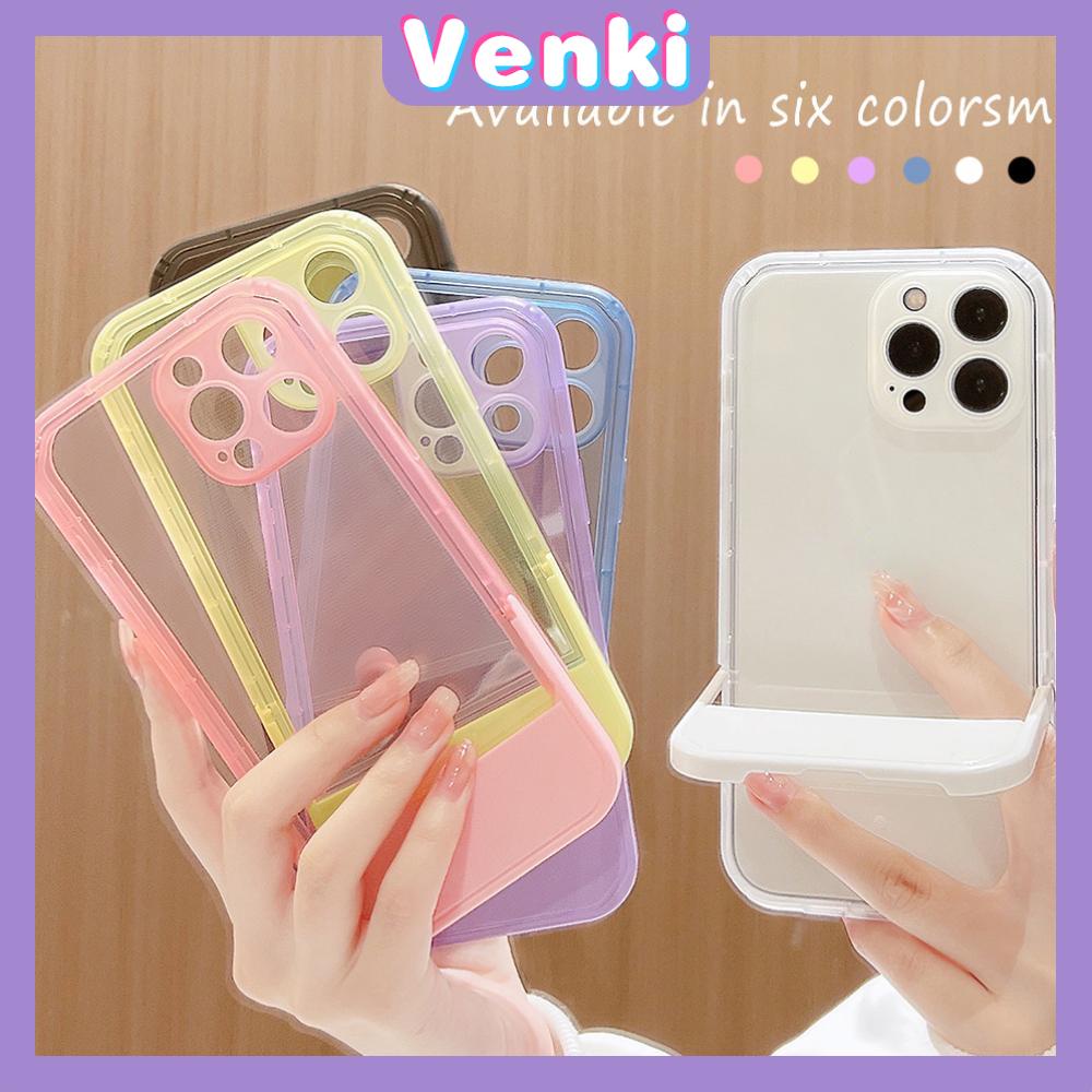 iPhone Case Silicone Soft Cover Folding Stand Clear Candy Color Airbag Shockproof Camera Cover Protection Compatible For iPhone 11 iPhone 13 Pro Max iPhone 12 Pro Max iPhone 7 Plus