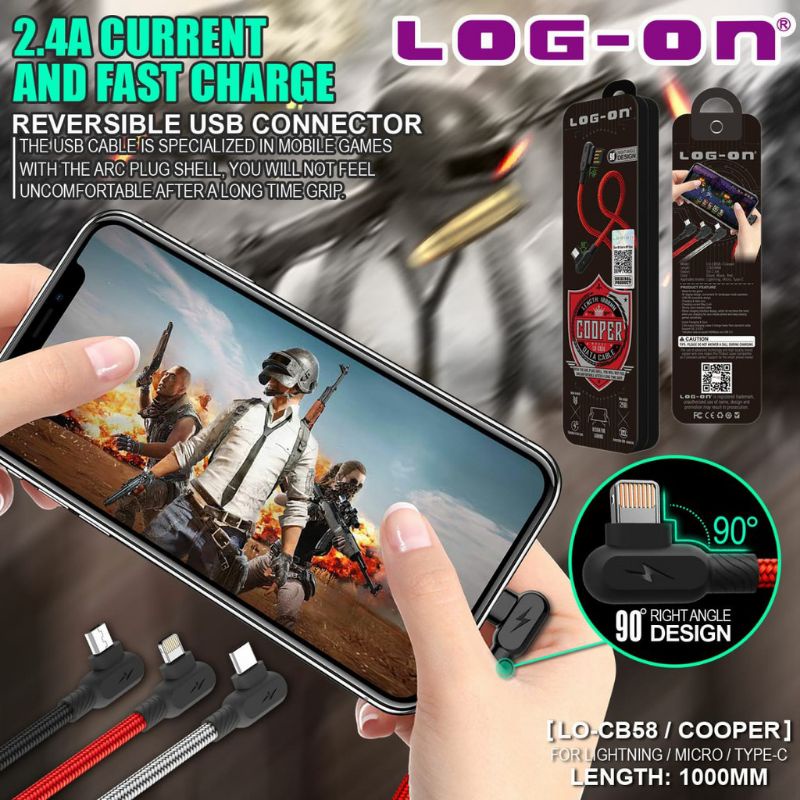 LOG-ON LO-CB858 Kabel Data COOPER Micro, Type-C, Lightning Gamer Fast Charging 2.4A