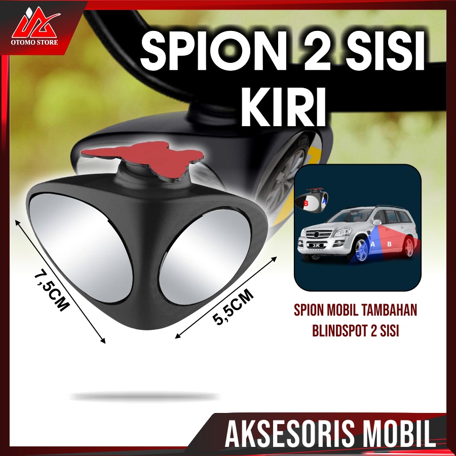 SPION 2 SISI KIRI Kaca Spion Tambahan Mobil Cembung 2 Sisi Tempel Anti Blind Spot untuk sebelah Kiri