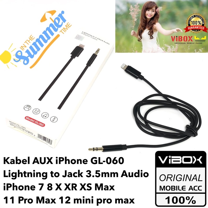 vibox Kabel AUX iPhone GL060 Lightning to Jack 3.5mm Audio 7 8 X XR XS Max 11 ProMax 12 mini pro max