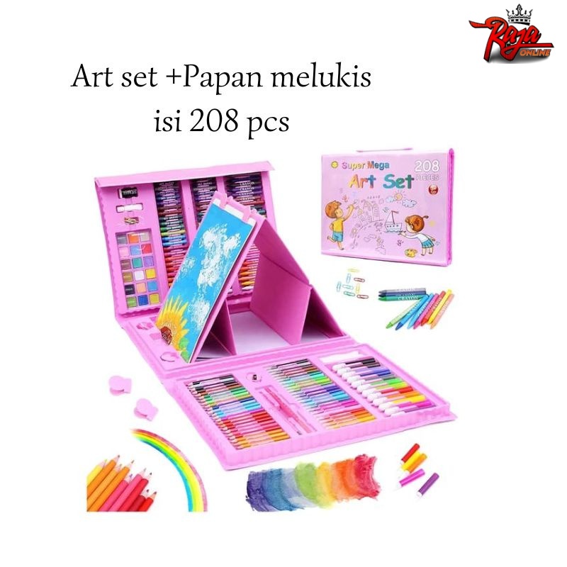 AM208 - Set Alat Gambar Anak Crayon Pensil Warna Anak 208 buah art set