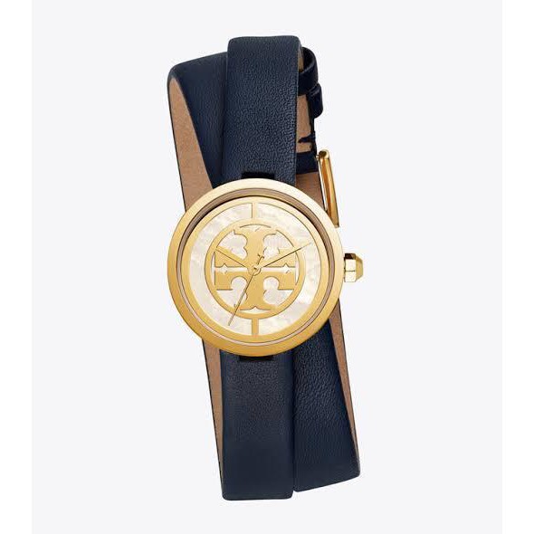 jam tory burch leather watch navy tbw4032