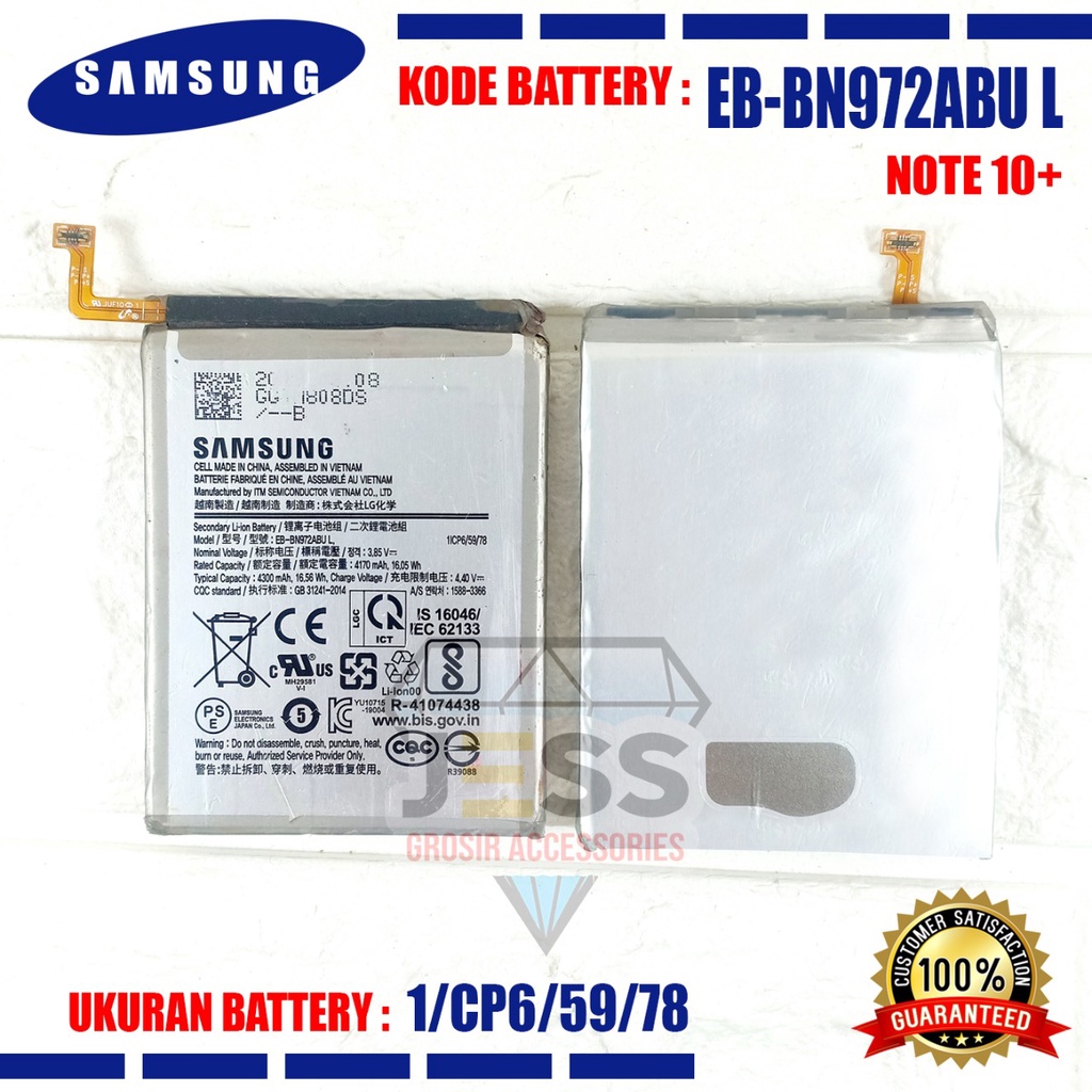 Baterai Original SAMSUNG Galaxy Note 10 Plus &amp; Note 10+ &amp; N975 &amp; N975F &amp; SM-N975F Kode Battery EB-BN972ABU