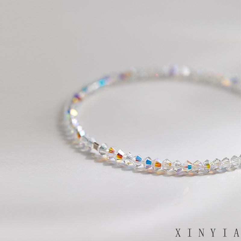 Xia.id Gelang Tangan Wanita Manik Kristal Kaca Imitasi Simple 4mm