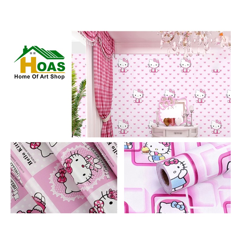 Hoas Wallpaper Dinding Hello Kitty Size 45Cm X 8meter Wallstiker Premium Matte High Quality  Wallpap