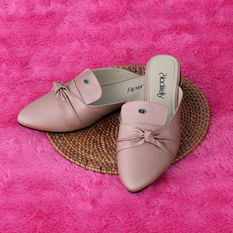 ORIGINAL Sandal Bustong Wanita Terbaru Cantik Fashionable Premium | Sendal Flat Balet Perempuan Kekinian Sol Full Karet | Sandal Pesta Kantor Kasual