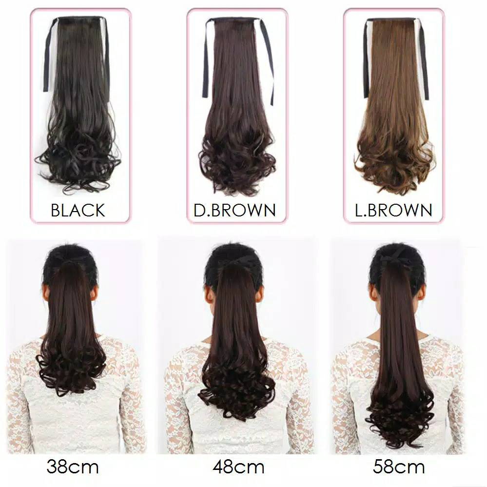 Hair clip ponytail ponitail kuncir ekor kuda korea curly tali 30cm / 38cm / 48cm / 58cm