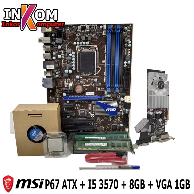 Paket Mainboard Mobo Motherboard P67 ATX Dengan Procesor i5