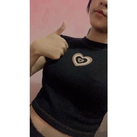 AFI - EC - Kaos Latte Heart Love Crop Top (LD 88, P 40)