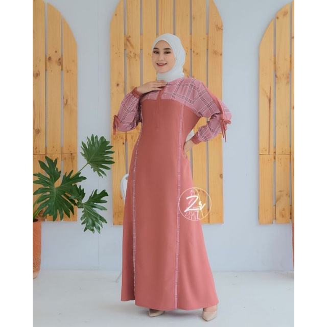 Anya new dress ori zr/laura dress ori zahin/midi dress motif polka/motif polka/terbaru/kekinian/mura