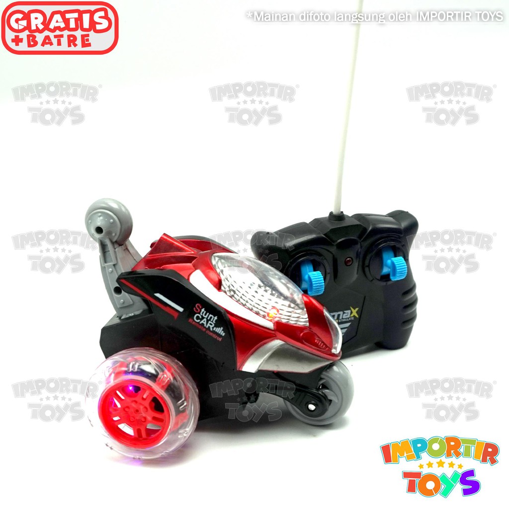 Mainan Mobil Motor Stunt Car Remote Control Keren Bewarna Bercahaya Musik