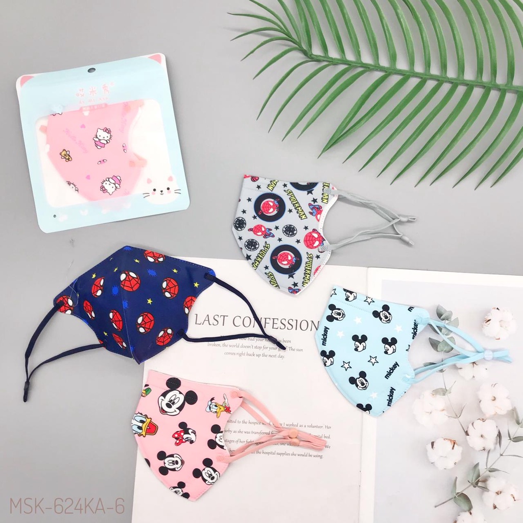 Masker Mulut Kain Anak Motif KARTUN KARAKTER Imut Lucu Karakter Anak perempuan Anak Laki Laki Earloop Adjustable Mask