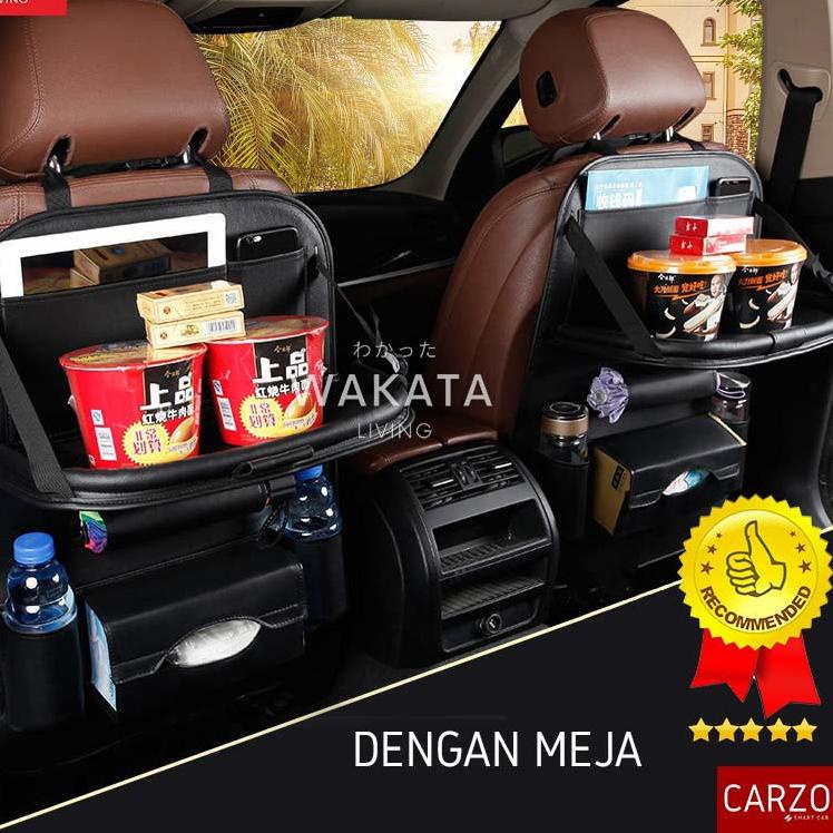 ➦ Car Seat Organizer Mobil Kulit Leather Premium Tas Jok Belakang Mobil Multifungsi Carzo Smart Seat