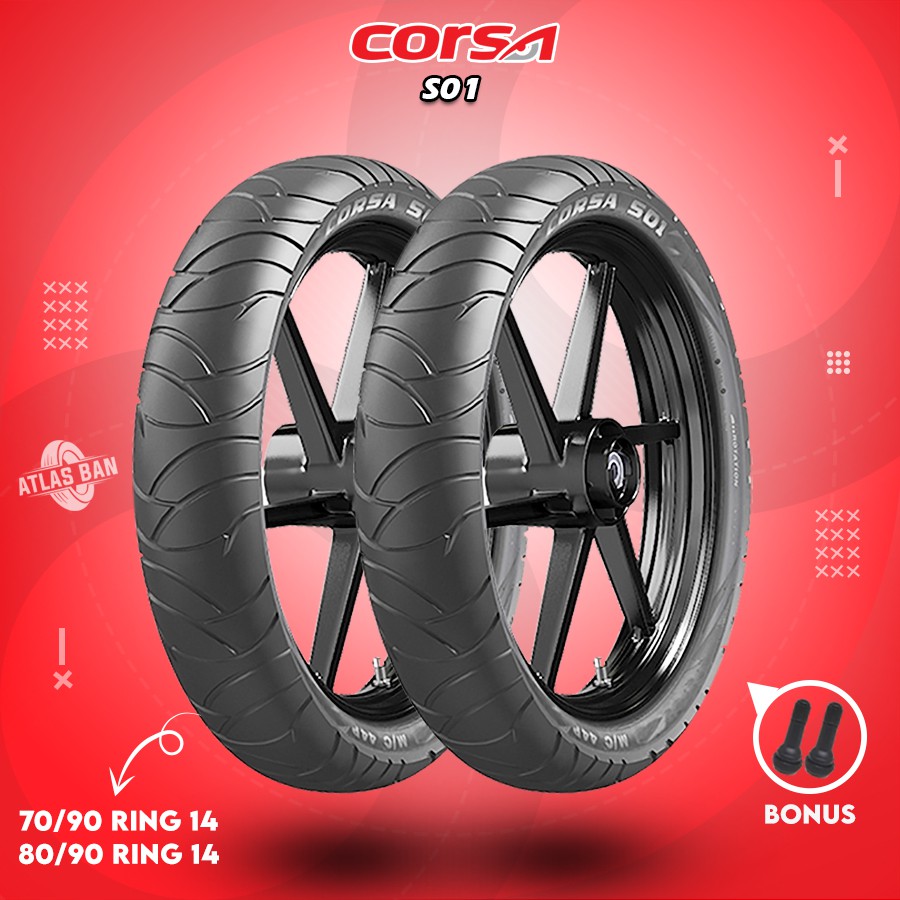Sepasang Ban Tubles Motor Matic CORSA S01 70/90 - 80/90 Ring 14 Tubles