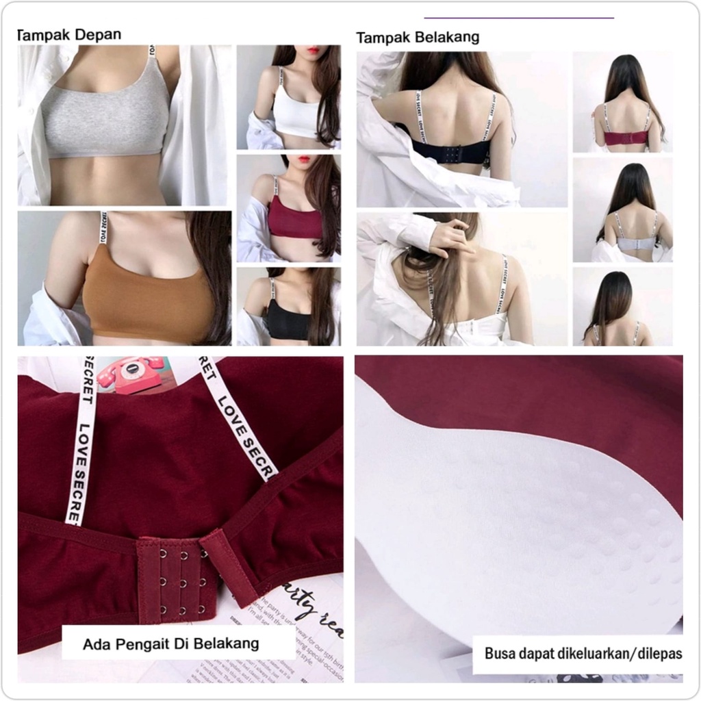 LOVE SECRET Bra BH Pakaian Dalam Wanita Model Sport  With Pad