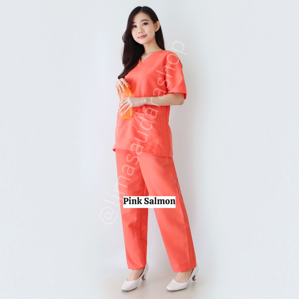 READY! BAJU JAGA LENGAN PENDEK UNISEX (BAJU OKA/ OK/ BAJU SCRUB MEDIS) 1 SET BAJU DAN CELANA