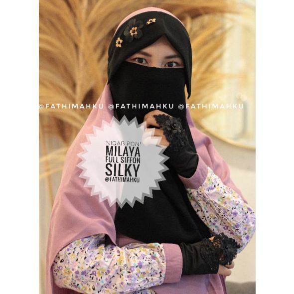 Niqab Milaya Promo/Cadar Poni Bunga/Bandana Siffon Murah/Niqab Temboro