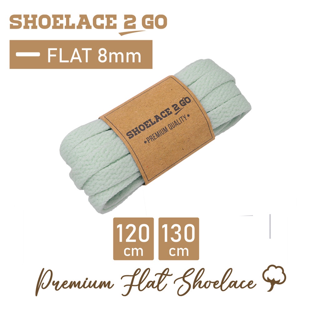 SHOELACE 2 GO PREMIUM TALI SEPATU GEPENG PIPIH FLAT K7 - GREEN MINT - 130CM