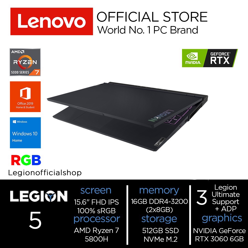 Lenovo Legion 5 F0ID OHS AMD Ryzen 7 5800H Win10 16GB 512GB SSD 15.6