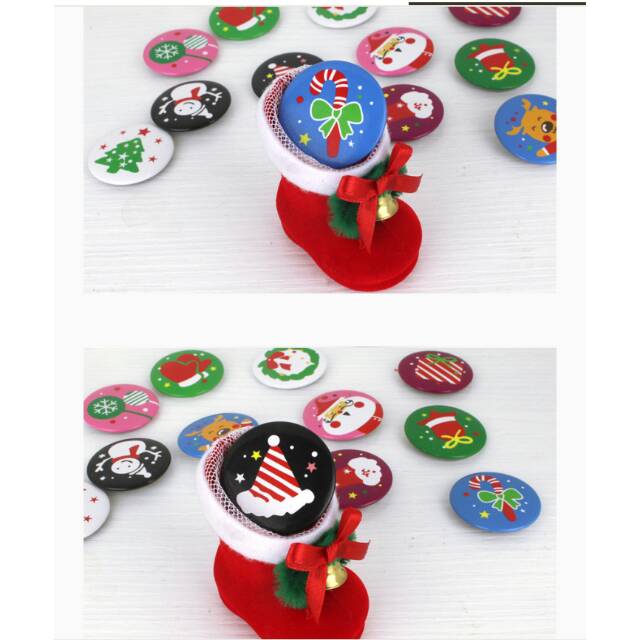 Peniti pin natal bulat 3.5 cm souvenir gift xmas