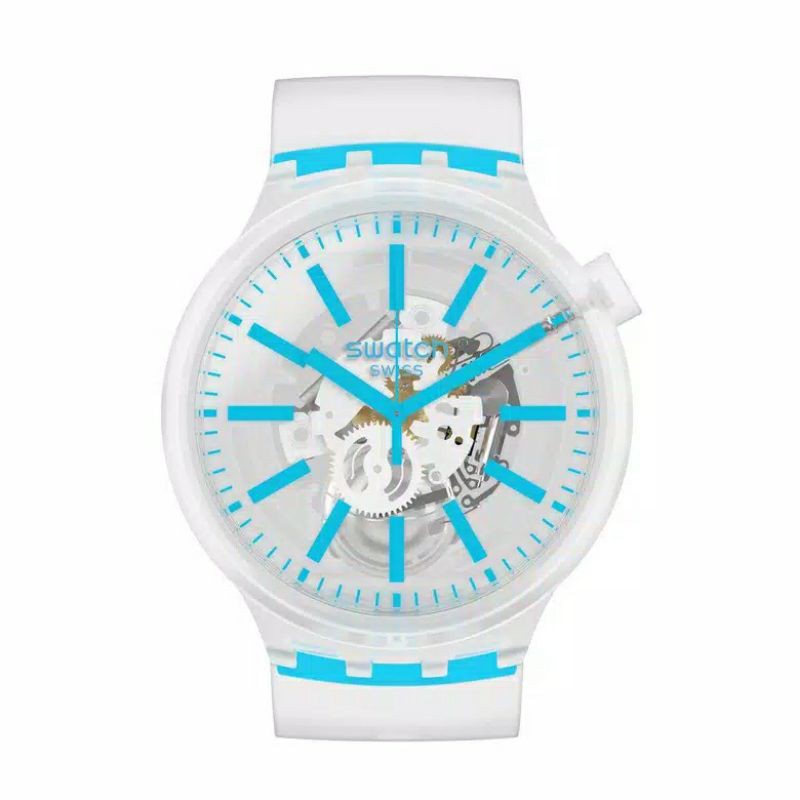 JAM TANGAN UNISEX SWATCH BO27E105 BIG BOLD BLUE IN JELLY ORIGINAL