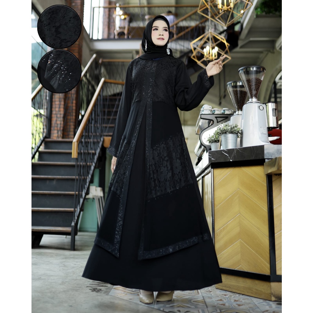 gamis arab/abaya hikmat kw/abaya arab/abaya turkey/long dress/COD/gamis hitam mewah terbaru elegant 