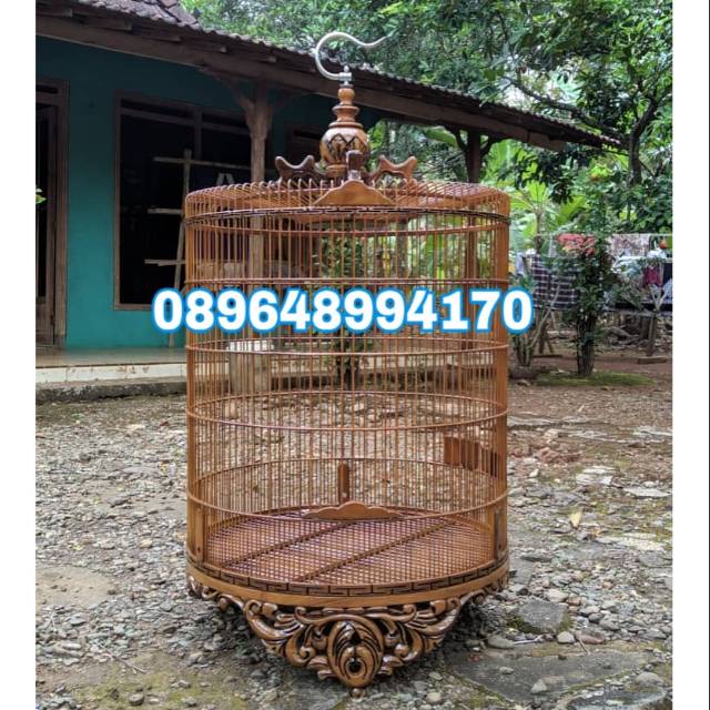 Sangkar murai batu ukir bahan kayu jati