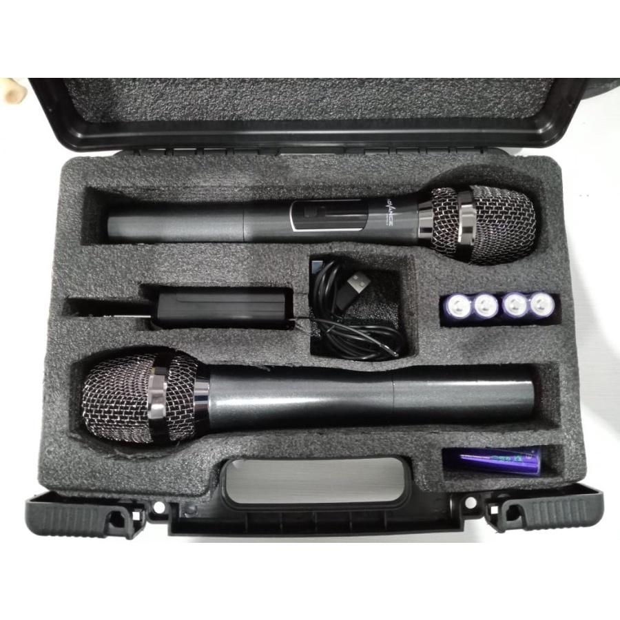 MIC MICROPHONE WIRELESS DOUBLE PROFESIONAL ADVANCE 202 MIK TANPA KABEL