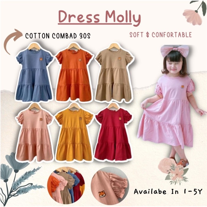 BAJU DRES DRESS  ANAK PEREMPUAN KAOS UMUR 1-5 TAHUN KATUN COMBED