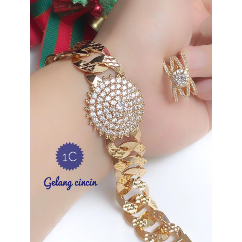 [xuping] set gelang cincin sisik naga gold silver mata berlian 120121