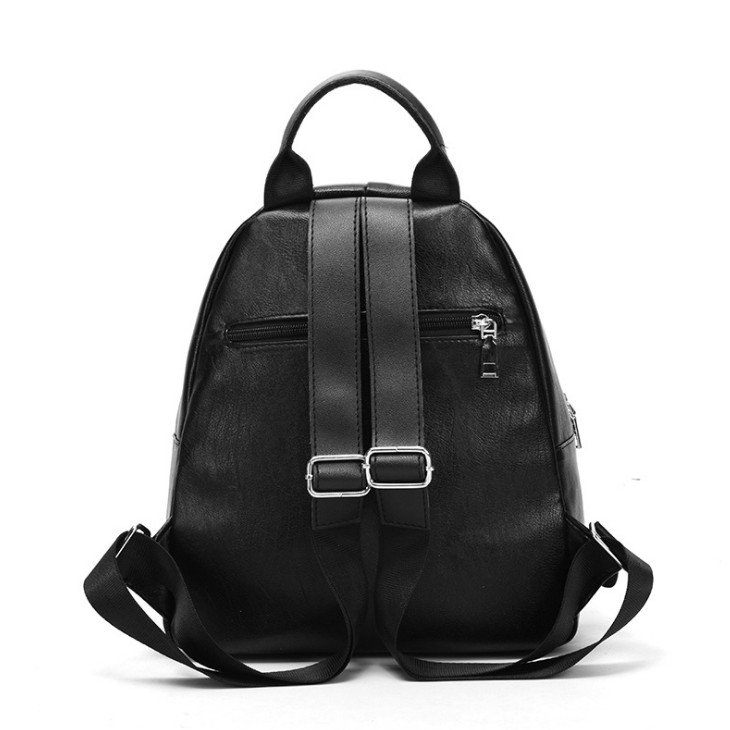 CYS Tas Ransel Mini Wanita Fashion Kulit PU Hitam Polos Kuliah Kerja Fashion Style Kasual T247