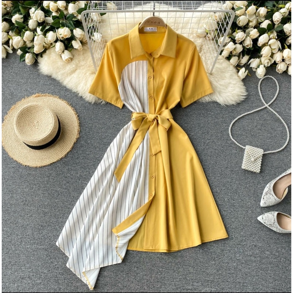 FWG - DRESS SAINA / DRESS CASUAL / DRESS WANITA KOREA / DRES / DRESS TERBARU