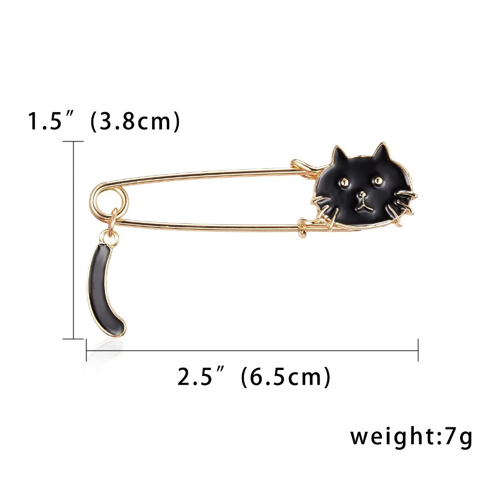 Bros Pin Enamel Bentuk Hewan Bahan Alloy Warna Hitam Putih Untuk Wanita