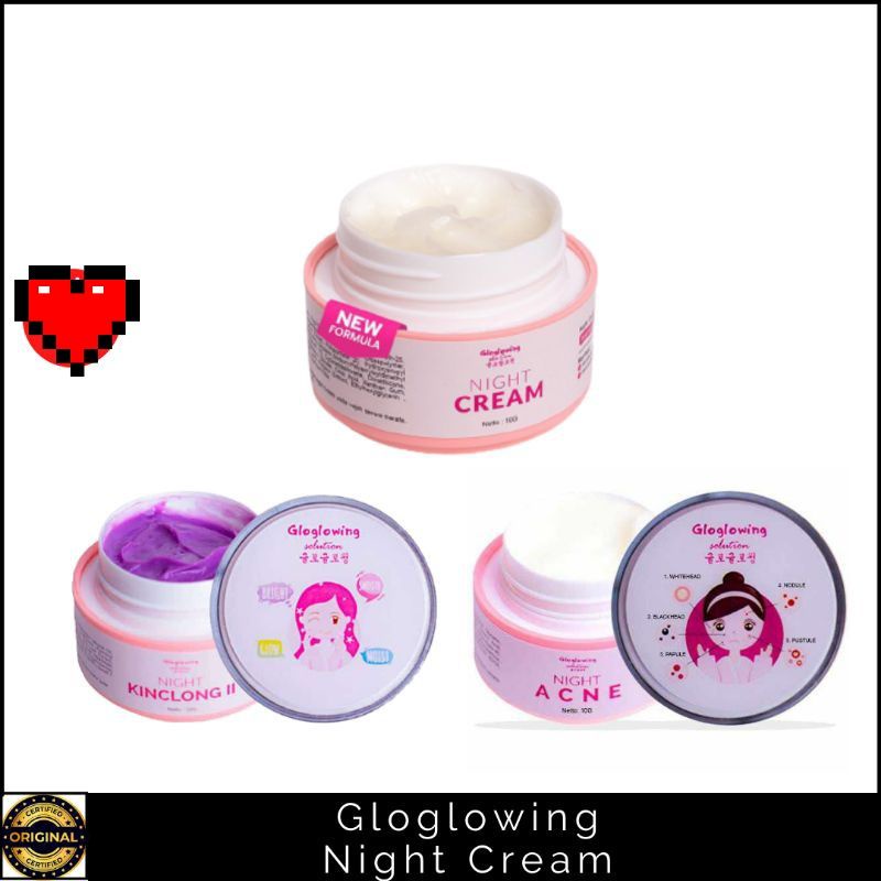 Cream malam gloglowing - night cream gloglowing retinol - night cream kinclong - night cream acne