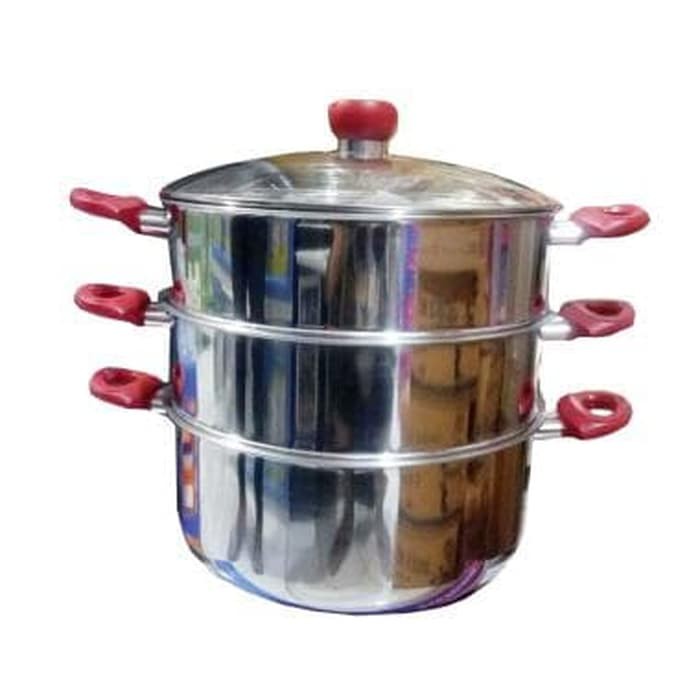 (khusus ojek) Super steamer  28 cm 3 susun/ Panci stainless 3 susun/ panci kukus By supra