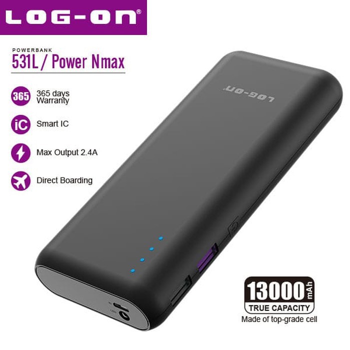 POWERBANK LOG ON PB-531L POWERNMAX 13.000 MAH DUAL OUTPUT 2.4A SMART IC