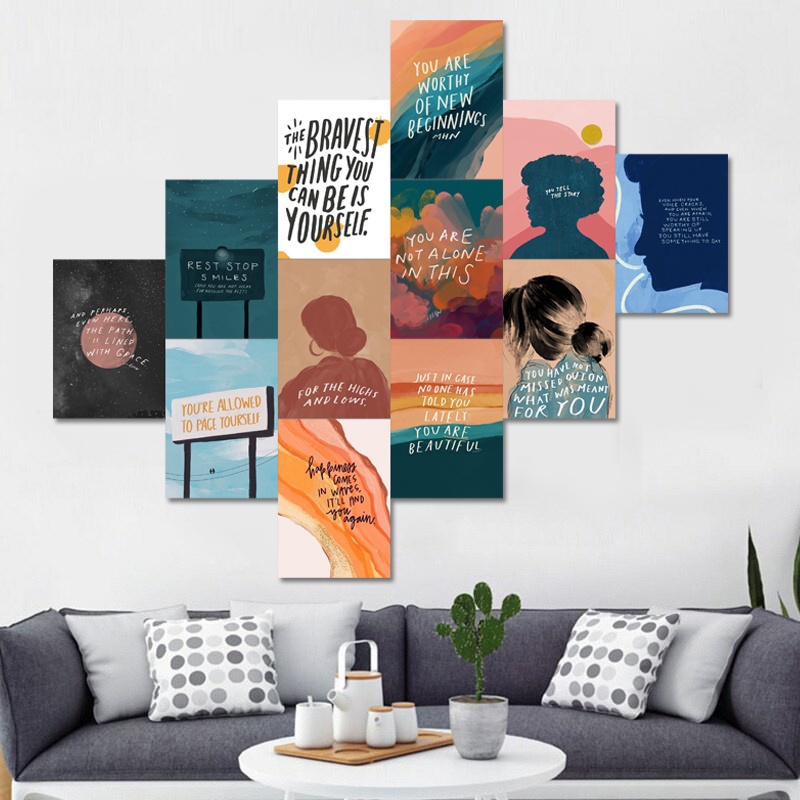 Poster Dinding Aesthetic Ukuran A6 A5 A4 Model Quotes Vintage Aesthetic Murah 16 pcs | SC69 | Poster