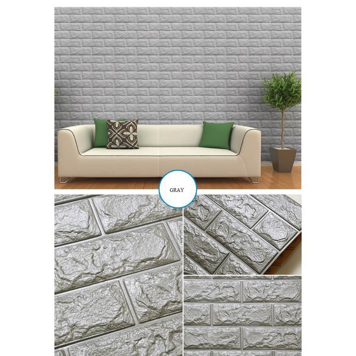 CUCI GUDANG Wallpaper Dinding Foam 3D Kecil Motif Batu Bata / Wallpaper Dinding Foam DD509