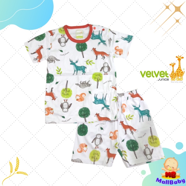 Velvet Junior XL XXL Baju Bayi Velvet Pendek Setelan Celana Pendek